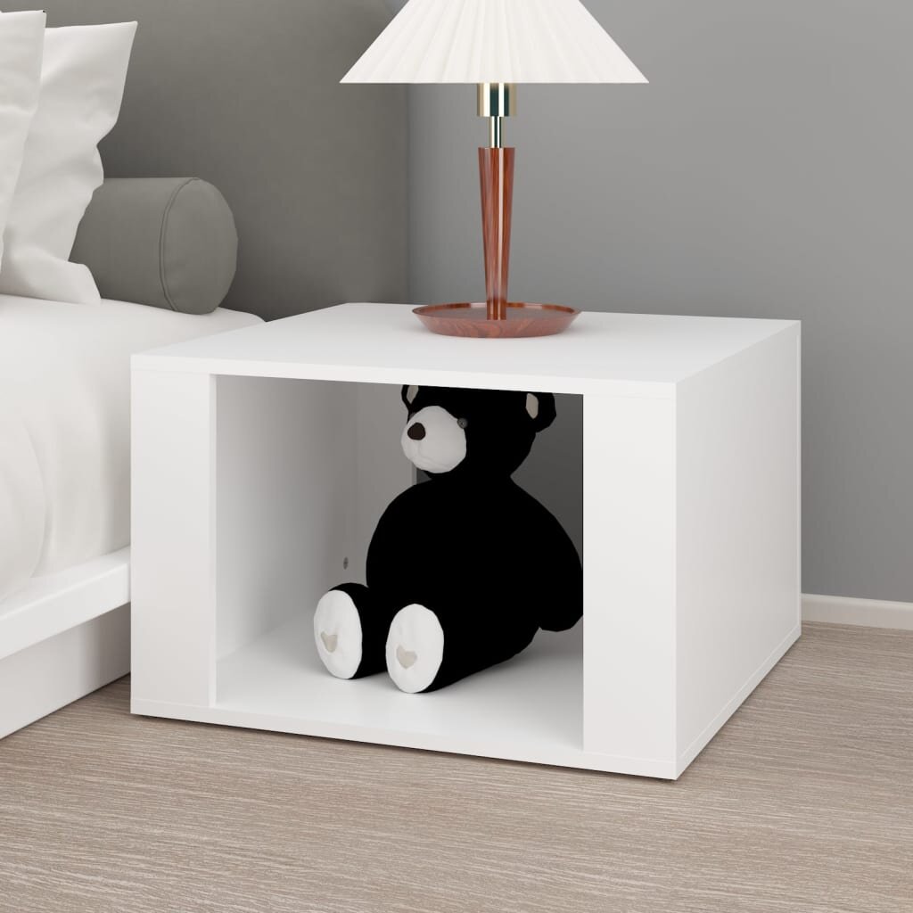 vidaXL Naktinis staliukas, baltas, 57x55x36cm, apdirbta mediena kaina ir informacija | Spintelės prie lovos | pigu.lt