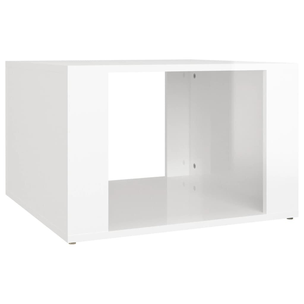 vidaXL Naktinis staliukas, baltas, 57x55x36cm, mediena, blizgus kaina ir informacija | Spintelės prie lovos | pigu.lt