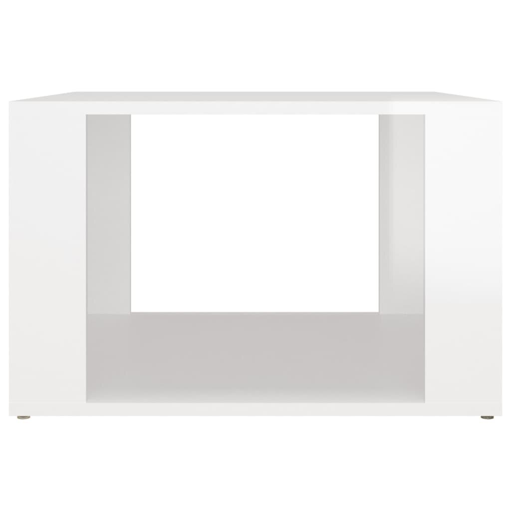 vidaXL Naktinis staliukas, baltas, 57x55x36cm, mediena, blizgus kaina ir informacija | Spintelės prie lovos | pigu.lt