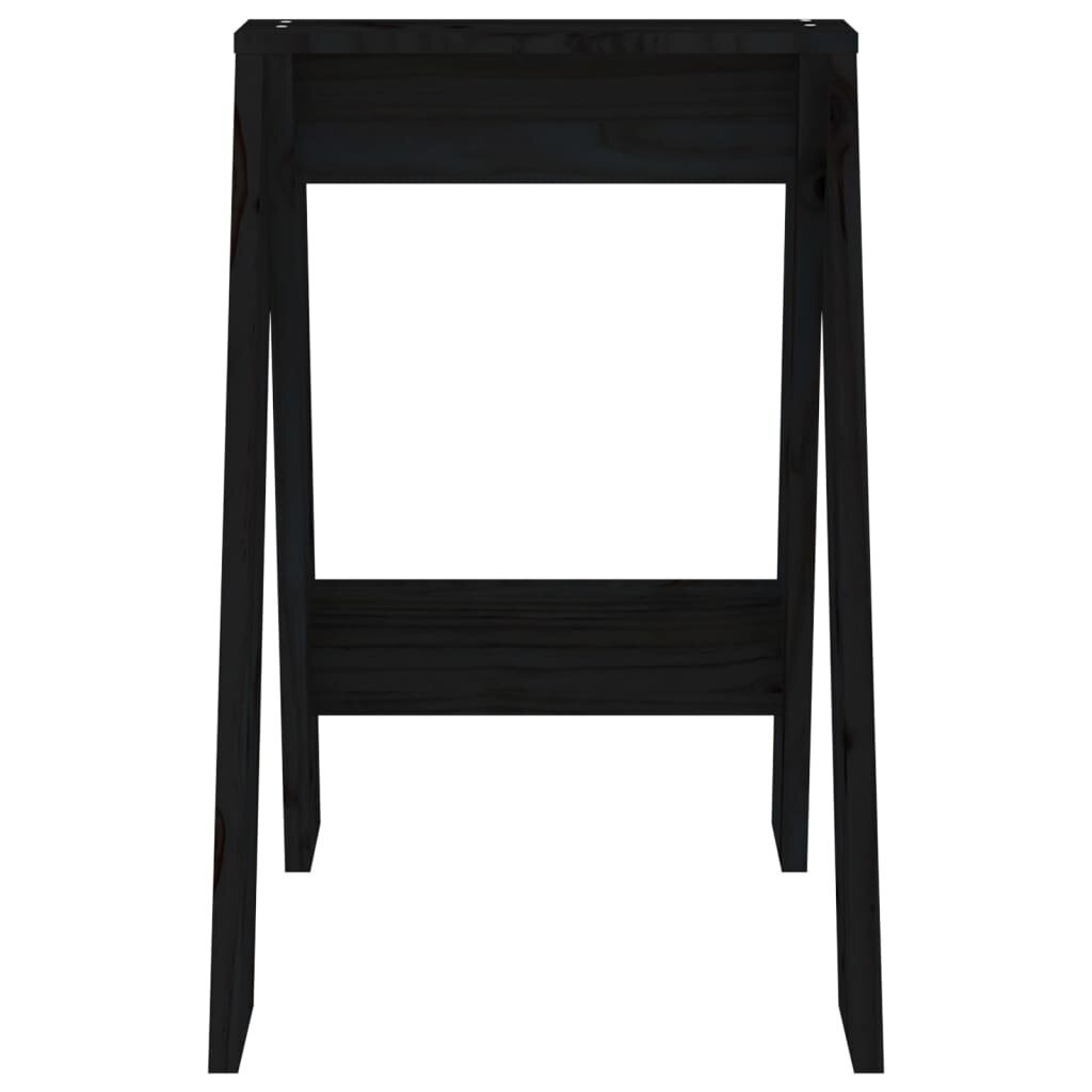 vidaXL Taburetės, 2 vnt., juodos, 40 x 40 x 60 cm, pušies medienos masyvas Juoda kaina ir informacija | Virtuvės ir valgomojo kėdės | pigu.lt