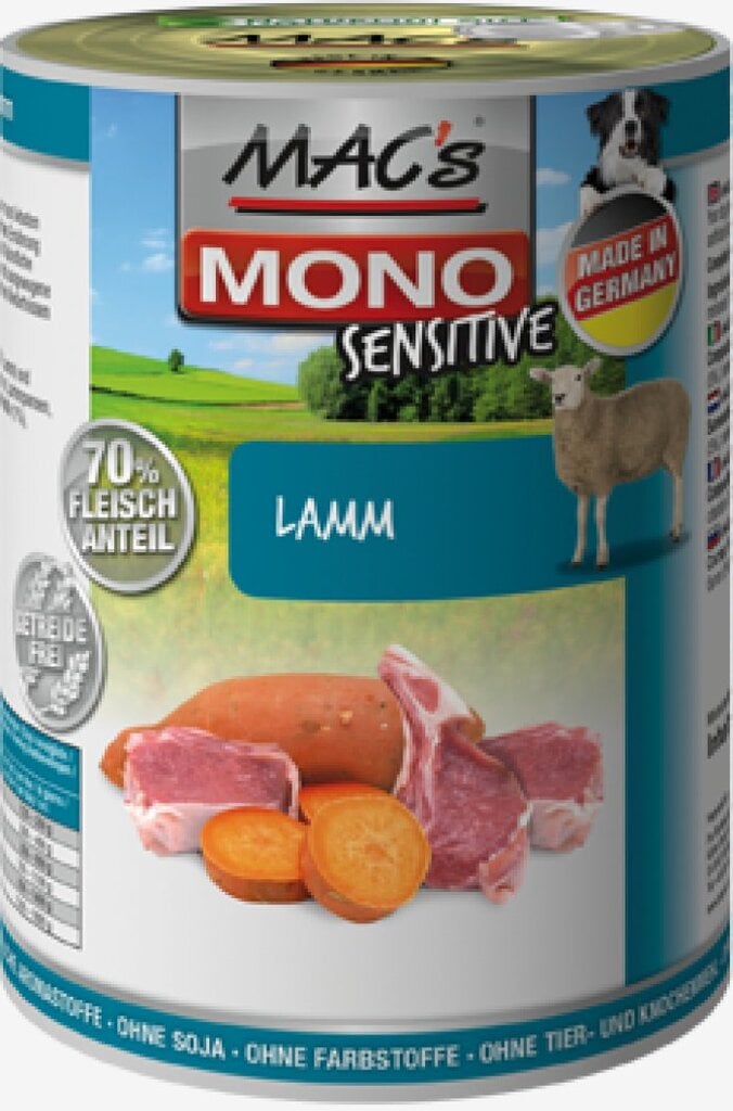 Mac's Mono Sensitive Lamb 800 g   kaina ir informacija | Konservai šunims | pigu.lt