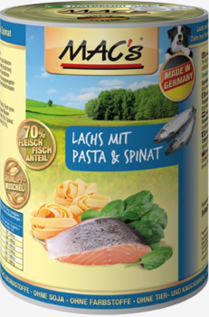 Mac's Salmon with Pasta & Spinach 400 g   kaina ir informacija | Konservai šunims | pigu.lt