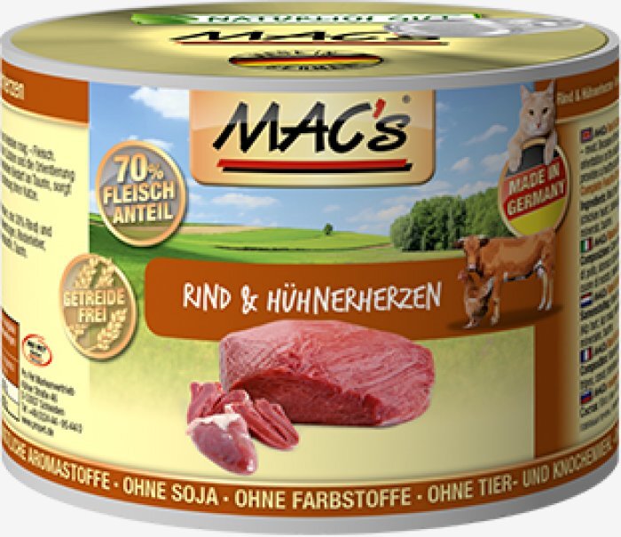 Mac's Beef & Chicken Hearts 800 g цена и информация | Konservai katėms | pigu.lt