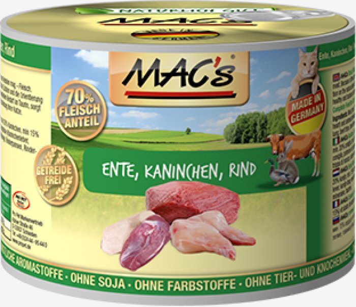 Mac's Duck, Rabit, Beef 800 g цена и информация | Konservai katėms | pigu.lt