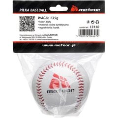 Beisbolo kamuoliukas Meteor, 135 g, baltas цена и информация | Бейсбол | pigu.lt