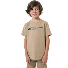 Marškinėliai berniukams 4F Jr HJZ22 JTSM003 82S, rudi kaina ir informacija | Marškinėliai berniukams | pigu.lt