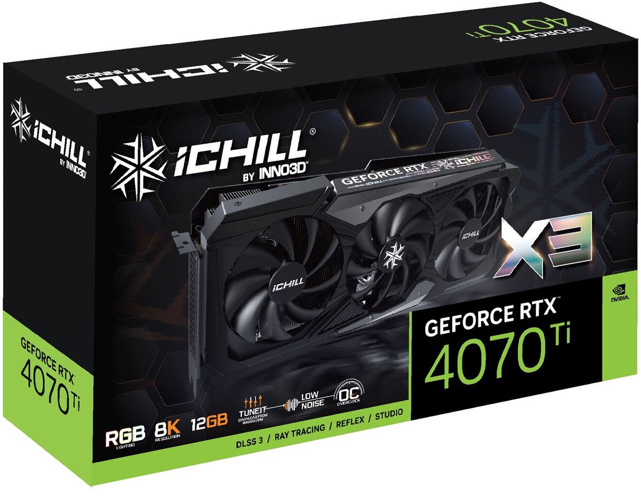 Inno3D GeForce RTX 4070 Ti iCHILL X3 (C407T3-126XX-186148H) kaina ir informacija | Vaizdo plokštės (GPU) | pigu.lt