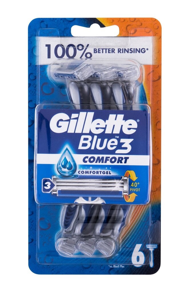 Vienkartiniai skustuvai vyrams Gillette Blue 3, 6 vnt. цена и информация | Skutimosi priemonės ir kosmetika | pigu.lt