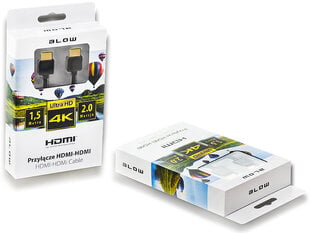 Blow HDMI-HDMI 2.0 4K, 1.5m kaina ir informacija | Kabeliai ir laidai | pigu.lt