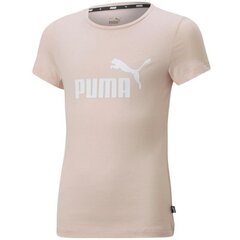 Marškinėliai mergaitėms Puma ESS Logo Tee G Jr 587029 47, rožiniai цена и информация | Рубашки для девочек | pigu.lt