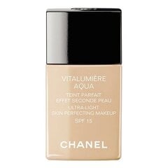 Солнцезащитный крем для макияжа Chanel Vitalumiere Aqua SPF 15 Ultra-Light Skin Perfecting, 10 бежевая пастель, 30 мл цена и информация | Пудры, базы под макияж | pigu.lt