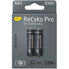 GP 2 X AA BATTERIES | R6 GP RECYKO PRO NI-MH 2000MAH 210AAHCB-5EB2 цена и информация | Батарейки | pigu.lt