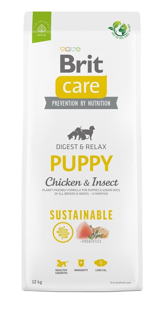 Brit Care Dog Sustainable Puppy mažiems šuniukams su vištiena ir vabzdžiais, 12 kg kaina ir informacija | Sausas maistas šunims | pigu.lt
