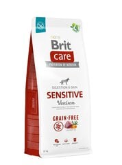 Sausas maistas šunims, turintiems maisto netoleravimo problemų, begrūdis, su elniena Brit Care Grain-Free Sensitive Venison&Potato, 12 kg (nauja pakuotė) kaina ir informacija | Brit Care Šunims | pigu.lt