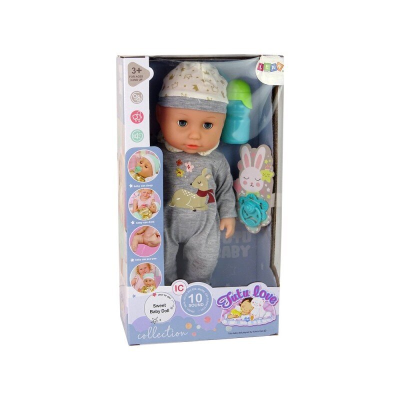 Baby Doll Pee Sound Pacifier lėlė,pilka Lean toys kaina ir informacija | Žaislai mergaitėms | pigu.lt