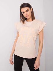 Marškinėliai moterims Rue Paris, smėlio spalvos kaina ir informacija | Marškinėliai moterims | pigu.lt