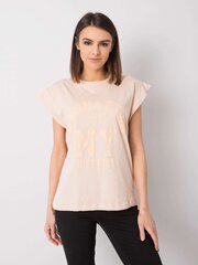 Marškinėliai moterims Rue Paris, smėlio spalvos kaina ir informacija | Marškinėliai moterims | pigu.lt