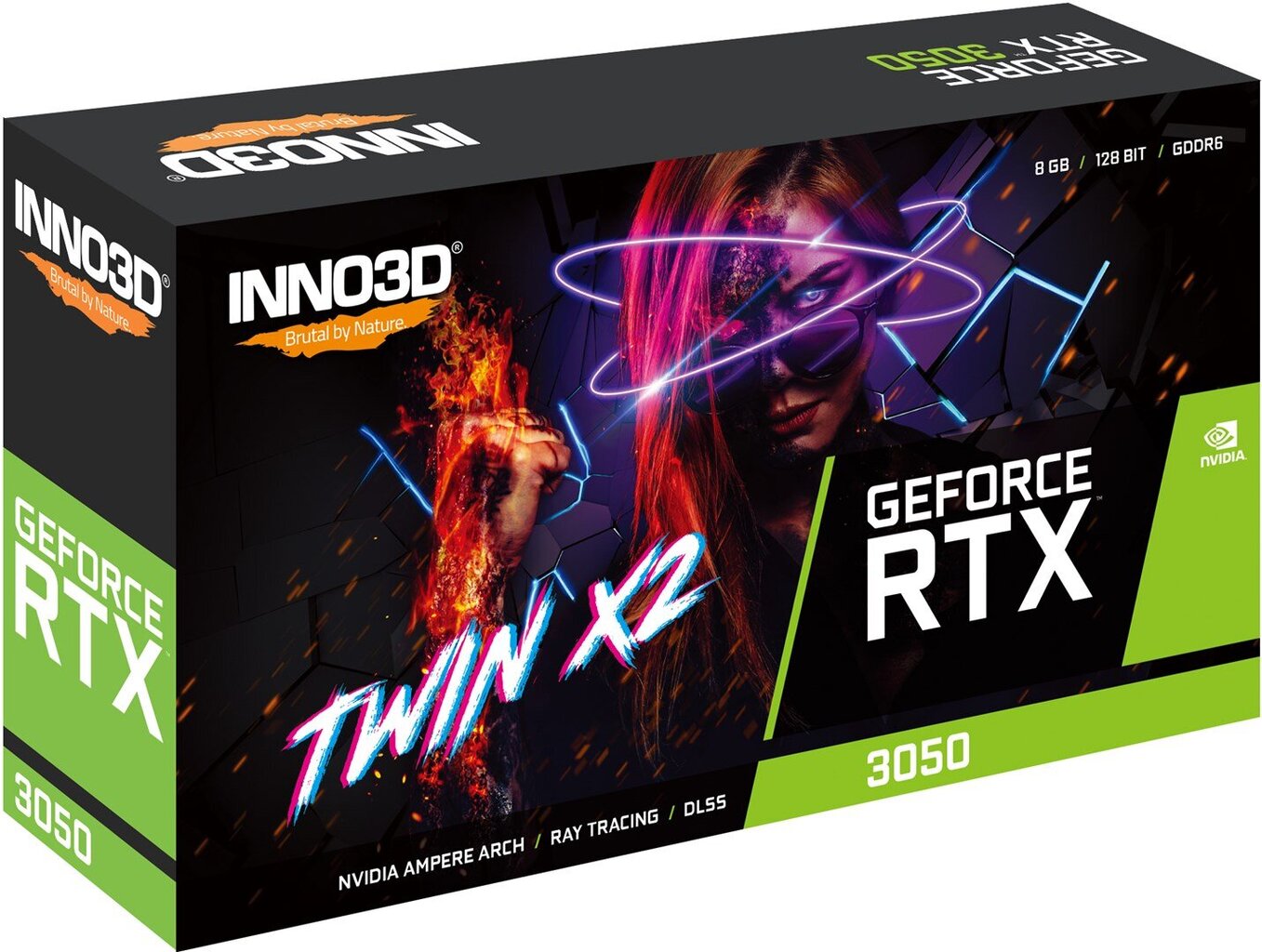 Inno3D GeForce RTX 3050 Twin X2 (N30502-08D6-1190VA42) kaina ir informacija | Vaizdo plokštės (GPU) | pigu.lt