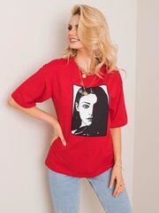 Marškinėliai moterims Rue Paris, raudoni kaina ir informacija | Marškinėliai moterims | pigu.lt