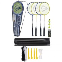 Badmintono rinkinys Dunlop Nitro 4, 8 vnt, mėlynas/geltonas kaina ir informacija | Badmintonas | pigu.lt