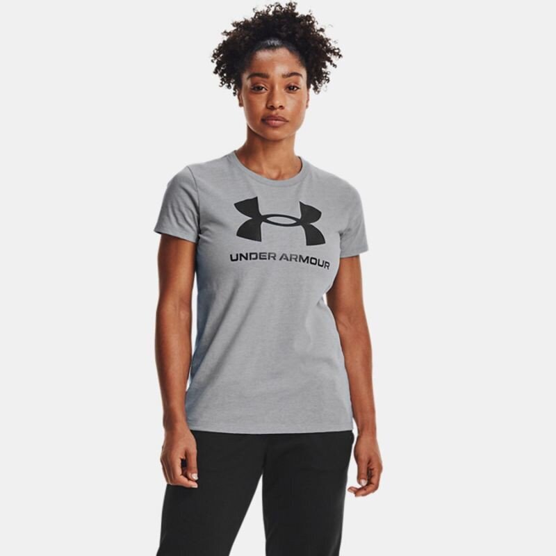 Marškinėliai moterims Under Armor Live Sportstyle Grafiniai Ss marškinėliai W 1356305016, pilki kaina ir informacija | Marškinėliai moterims | pigu.lt