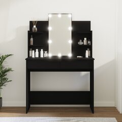 Kosmetinis staliukas su LED, 96x40x142cm, juoda цена и информация | Туалетные столики | pigu.lt