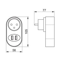 Розетка с 2 x USB, SCHUKO, белая, GTV цена и информация | Выключатели, розетки | pigu.lt