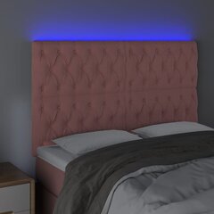 Galvūgalis su LED vidaXL, Aksomas, 144x7x118/128cm, rožinė spalva цена и информация | Кровати | pigu.lt
