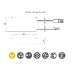 Бесконтактный выключатель GTV 12V для материалов толщиной до 40 мм AE-WPDRW-00 цена и информация | Выключатели, розетки | pigu.lt