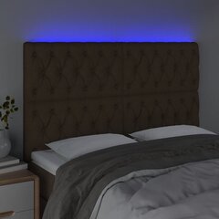 Galvūgalis su LED vidaXL, Audinys, 144x7x118/128cm, tamsiai ruda цена и информация | Кровати | pigu.lt