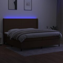 vidaXL Lova su spyruoklėmis/čiužiniu/LED, ruda, 200x200 cm, audinys цена и информация | Кровати | pigu.lt