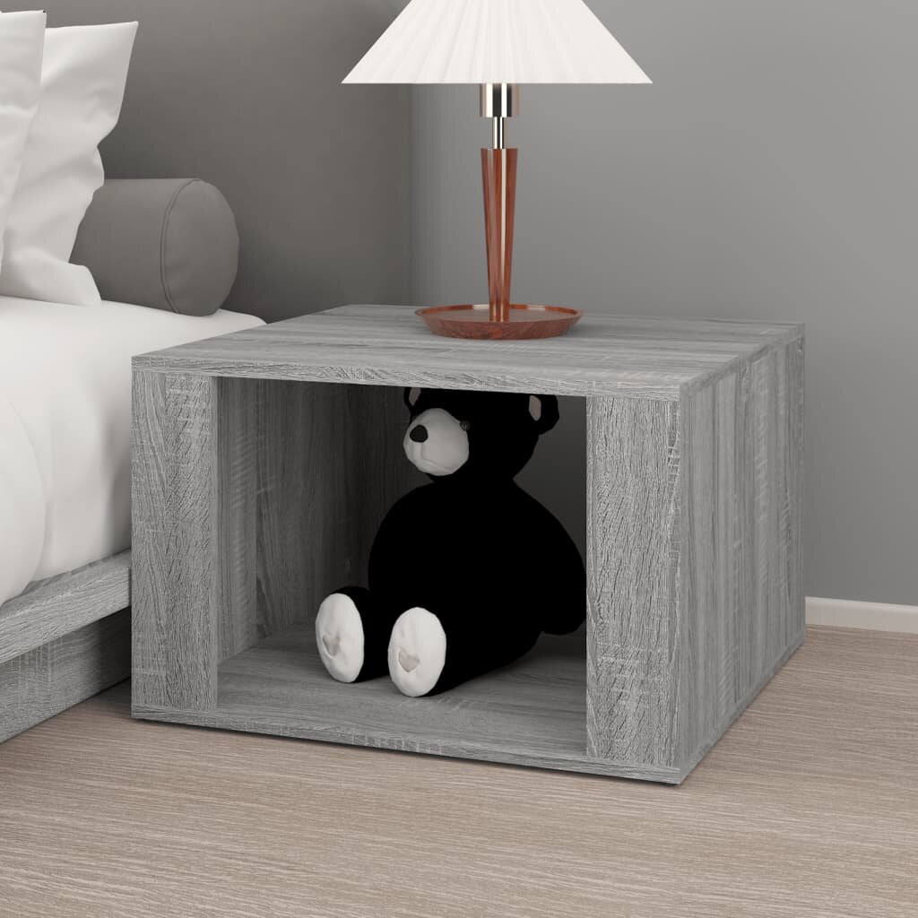 vidaXL Naktinis staliukas, pilkas ąžuolo, 57x55x36cm, apdirbta mediena kaina ir informacija | Spintelės prie lovos | pigu.lt