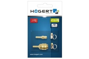 Пневморазъемы Hogert 1/4 7.2мм / 8-12мм - HT4R821 цена и информация | Шуруповерты, дрели | pigu.lt