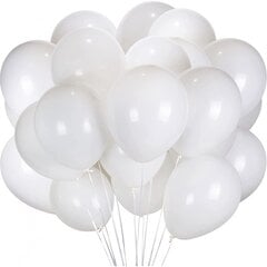Baltų balionų pakuotė, 100vnt, 30cm kaina ir informacija | Balionai | pigu.lt