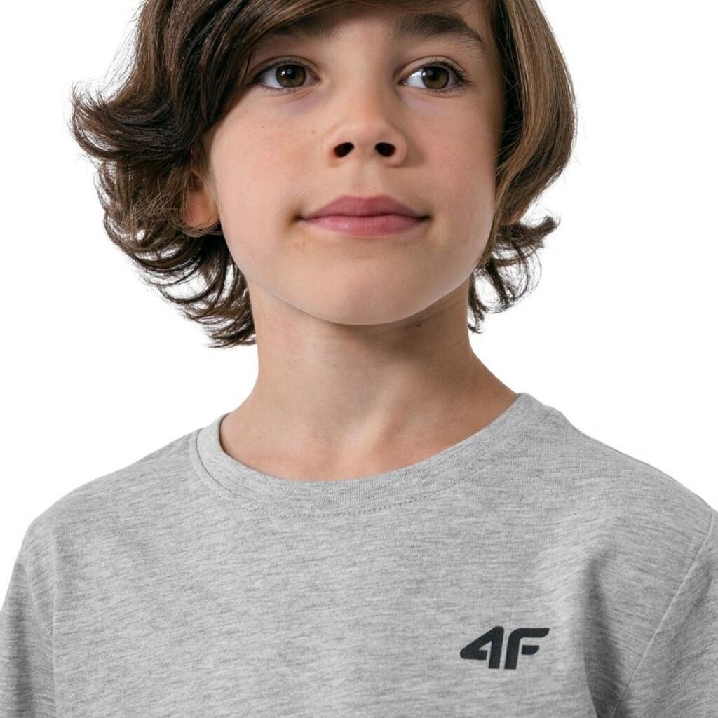 Marškinėliai 4F Jr HJZ22 JTSM001 27M, pilki цена и информация | Marškinėliai berniukams | pigu.lt