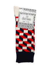 Šukuotinės medvilnės kojinės Crazy Socks 3D, įvairių spalvų kaina ir informacija | Vyriškos kojinės | pigu.lt