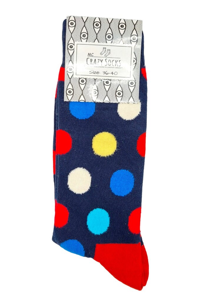 Šukuotinės medvilnės kojinės unisex Crazy Socks Taškai, įvairių spalvų цена и информация | Vyriškos kojinės | pigu.lt