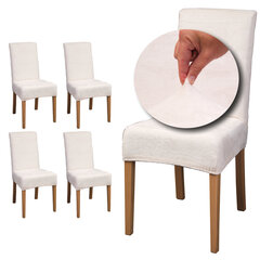 Elastingi veliūriniai kėdžių užvalkalai, 4vnt., šviesiai smėlio spalvos kaina ir informacija | Baldų užvalkalai | pigu.lt