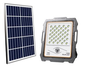 VP LED 100W šviestuvas su saulės baterija, distanciniu pultu ir judesio jutikliu kaina ir informacija | Lauko šviestuvai | pigu.lt