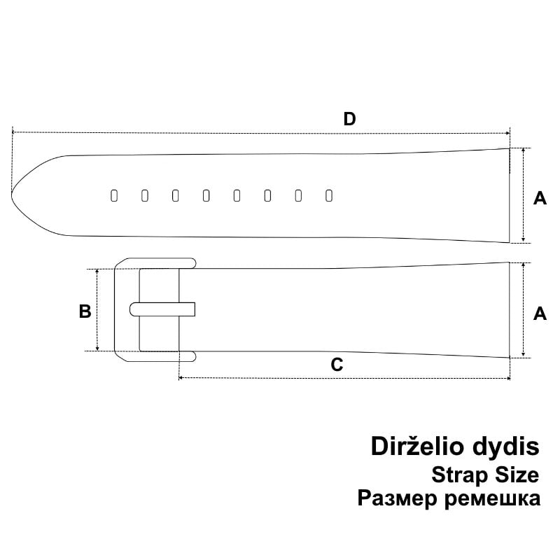 Laikrodžio dirželis LBS Black Calf W100.01.24.W kaina ir informacija | Vyriški laikrodžiai | pigu.lt