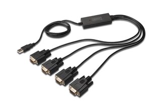 Адаптер USB2.0 на 4xRS232 (DB9), 1,5 м DA-70159 цена и информация | Аксессуары для телевизоров и Smart TV | pigu.lt