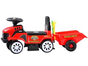 Paspiriamas traktorius su priekaba ir garsais, raudonas kaina ir informacija | Žaislai kūdikiams | pigu.lt