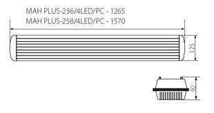 Hermetiškas šviestuvas MAH PLUS-236/4LED/PC kaina ir informacija | Pakabinami šviestuvai | pigu.lt