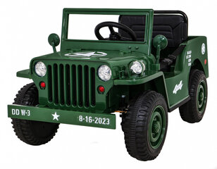 Vienvietis elektromobilis Retro Military, žalias kaina ir informacija | Elektromobiliai vaikams | pigu.lt