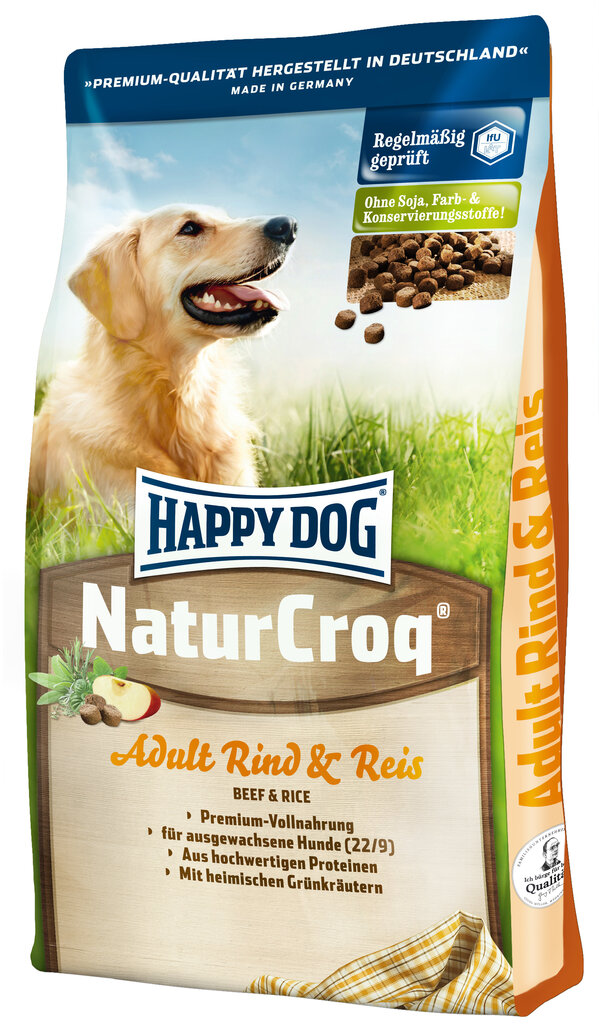 Happy Dog su jautiena ir ryžiais NaturCroq, 4 kg цена и информация | Sausas maistas šunims | pigu.lt