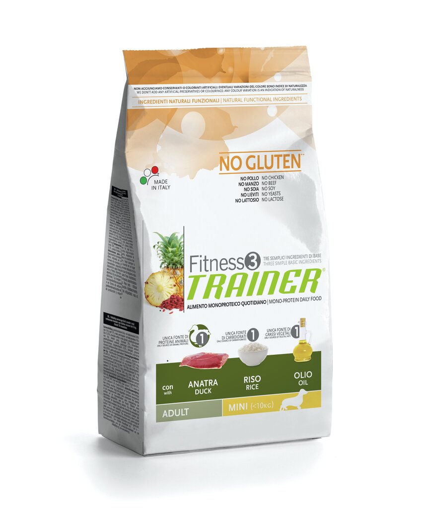 Trainer Fitness3 Adult Mini Duck and Rice 2 kg kaina ir informacija | Sausas maistas šunims | pigu.lt