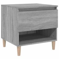 Naktinis staliukas vidaXL, Apdirbta mediena, 50x46x50cm, pilka ąžuolo spalva kaina ir informacija | Spintelės prie lovos | pigu.lt