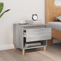 Naktinis staliukas vidaXL, Apdirbta mediena, 50x46x50cm, pilka ąžuolo spalva kaina ir informacija | Spintelės prie lovos | pigu.lt