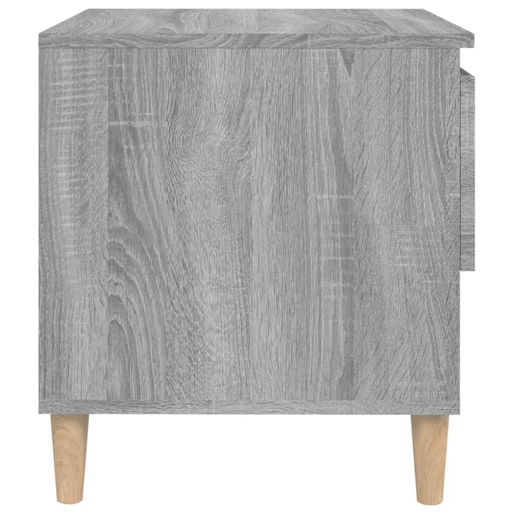 Naktinis staliukas vidaXL, Apdirbta mediena, 50x46x50cm, pilka ąžuolo spalva цена и информация | Spintelės prie lovos | pigu.lt