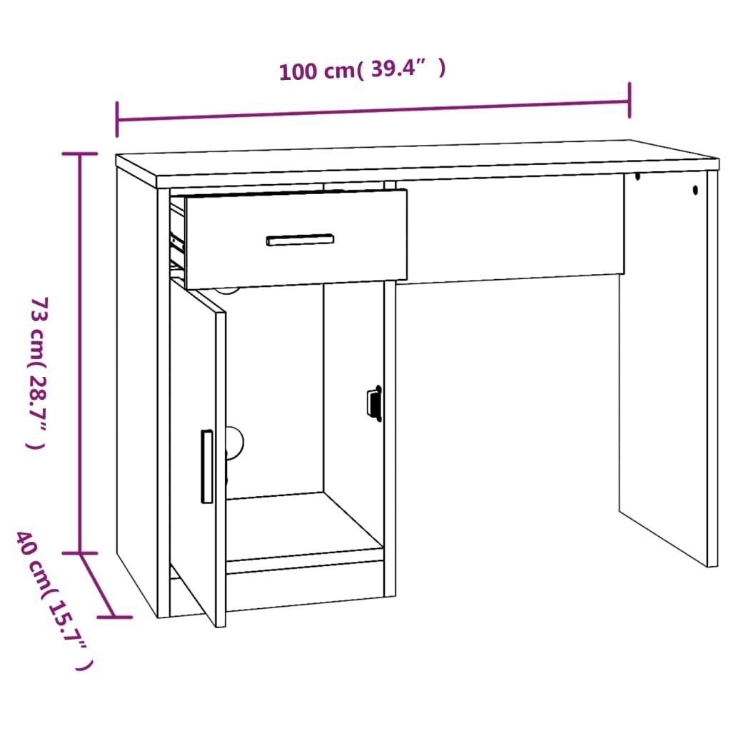 Rašomasis stalas vidaXL, Apdirbta mediena, 100x40x73cm, juoda kaina ir informacija | Kompiuteriniai, rašomieji stalai | pigu.lt